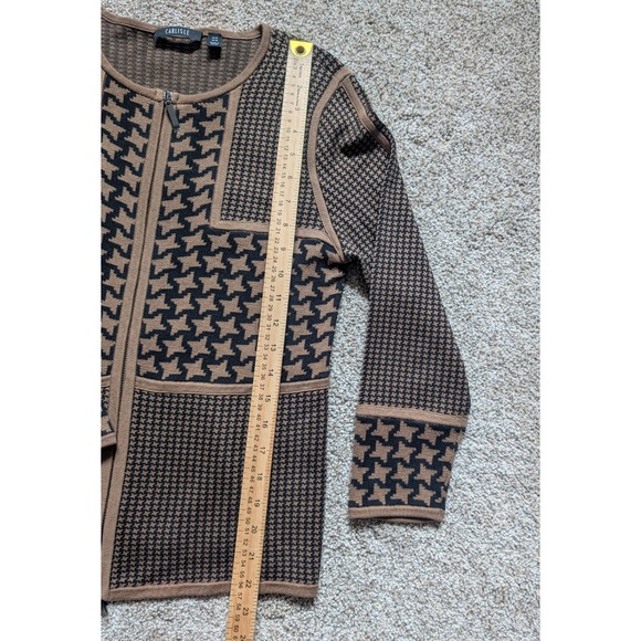 NWOT Womens Small Carlisle Houndstooth Zip Up Jacket Cardigan Silk Blend - Picture 9 of 11